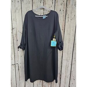 CeCe Women 18W Tie Sleeve Shift Dress Oversize Boxy Business Casual MSRP $129 NW